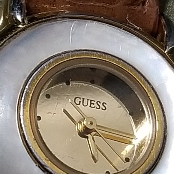 Genuine Guess Watch Retro Mother of Pearl Face Rim Women Watches Working - Picture 5 of 8